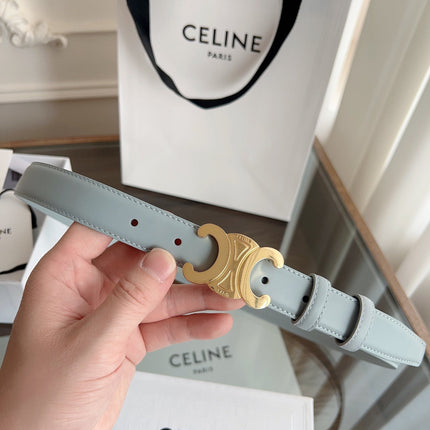 TRIOMPHE BELT 24MM IN ASH GRAY CALFSKIN WITH GOLD BUCKLE