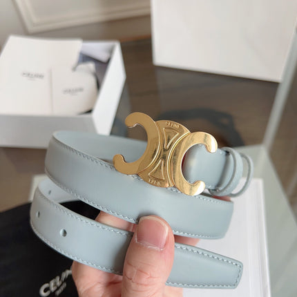 TRIOMPHE BELT 24MM IN ASH GRAY CALFSKIN WITH GOLD BUCKLE