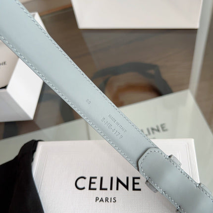 TRIOMPHE BELT 24MM IN ASH GRAY CALFSKIN WITH GOLD BUCKLE