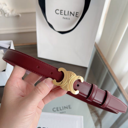 TRIOMPHE BELT 24MM IN WINE RED CALFSKIN WITH GOLD BUCKLE