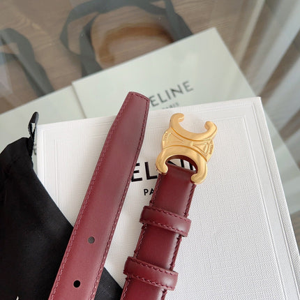 TRIOMPHE BELT 24MM IN WINE RED CALFSKIN WITH GOLD BUCKLE
