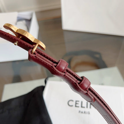 TRIOMPHE BELT 24MM IN WINE RED CALFSKIN WITH GOLD BUCKLE