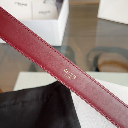 TRIOMPHE BELT 24MM IN WINE RED CALFSKIN WITH GOLD BUCKLE