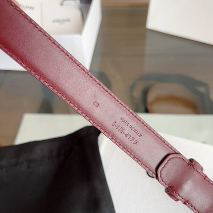 TRIOMPHE BELT 24MM IN WINE RED CALFSKIN WITH GOLD BUCKLE