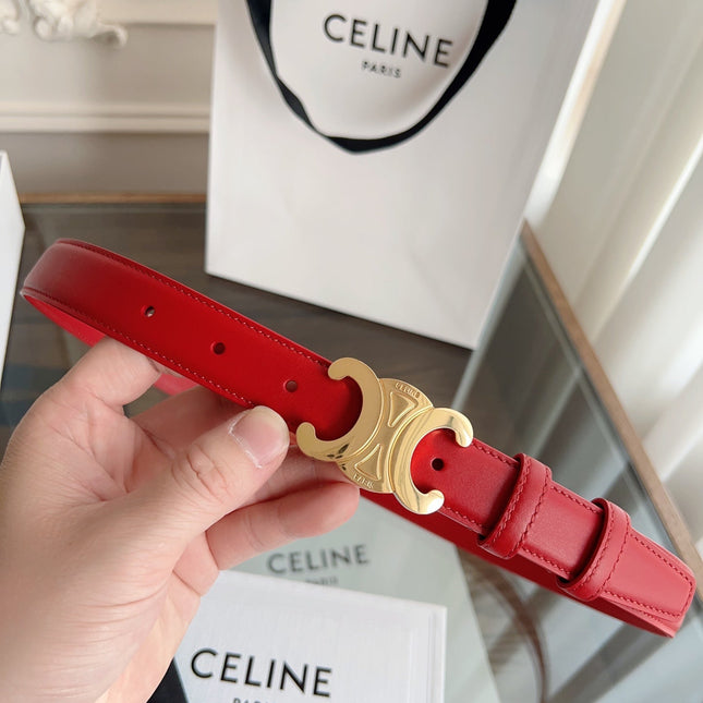 TRIOMPHE BELT 24MM IN RED CALFSKIN WITH GOLD BUCKLE