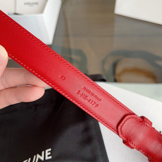 TRIOMPHE BELT 24MM IN RED CALFSKIN WITH GOLD BUCKLE