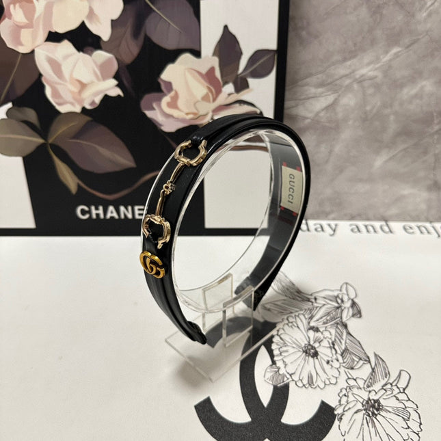 HORSEBIT HAIRBAND IN BLACK CALFSKIN 185582