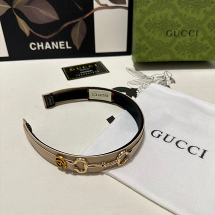 HORSEBIT HAIRBAND IN BEIGE CALFSKIN 185583