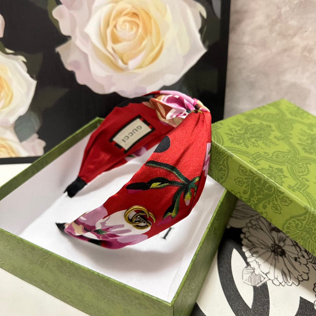 HAIRBAND IN RED FLORAL SILK 252675