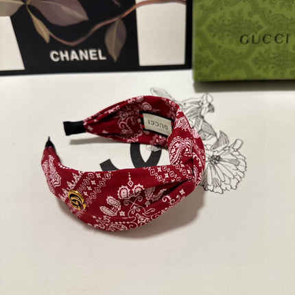 HAIRBAND IN RED AND WHITE PATTERN FABRIC 299346