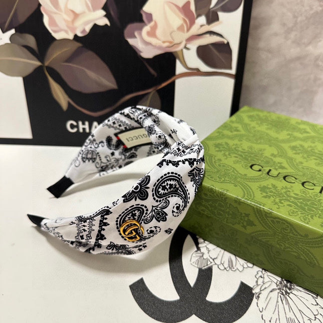 HAIRBAND IN WHITE AND BLACK PATTERN FABRIC 299347