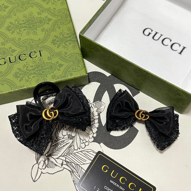 SET CLAW CLIP AND HAIR CLIP IN BLACK LACE AND CHIFFON 355246