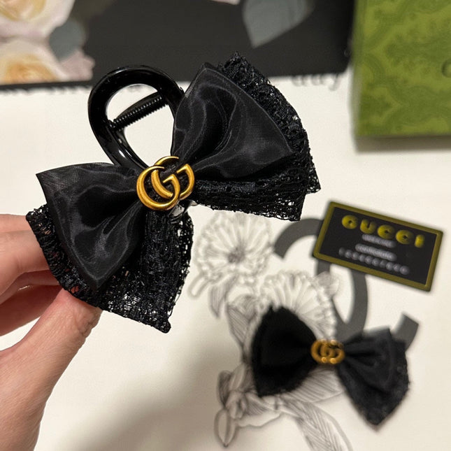 SET CLAW CLIP AND HAIR CLIP IN BLACK LACE AND CHIFFON 355246