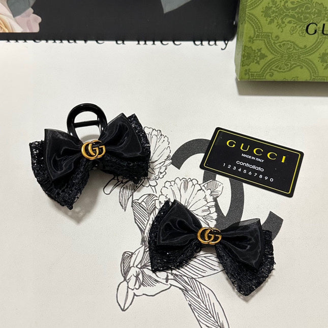 SET CLAW CLIP AND HAIR CLIP IN BLACK LACE AND CHIFFON 355246