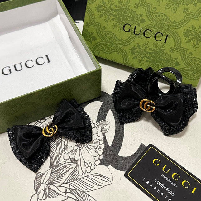 SET CLAW CLIP AND HAIR CLIP IN BLACK LACE AND CHIFFON 355246