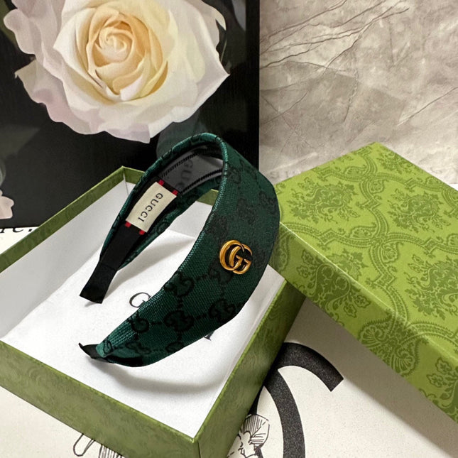 KAITOKE GREEN MONOGRAM CANVAS HAIRBAND 369304