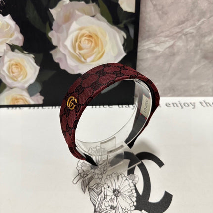 CURRANT RED MONOGRAM CANVAS HAIRBAND 369305