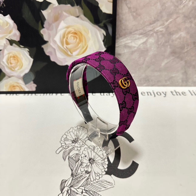 FUCHSIA PINK MONOGRAM CANVAS HAIRBAND 369307