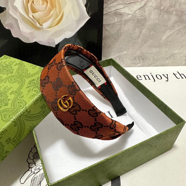 GINGER ORANGE MONOGRAM CANVAS HAIRBAND 369309
