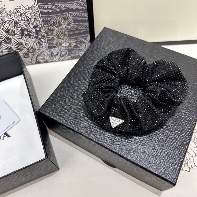 SCRUNCHIE IN BLACK CRYSTALS AND FABRIC 395288