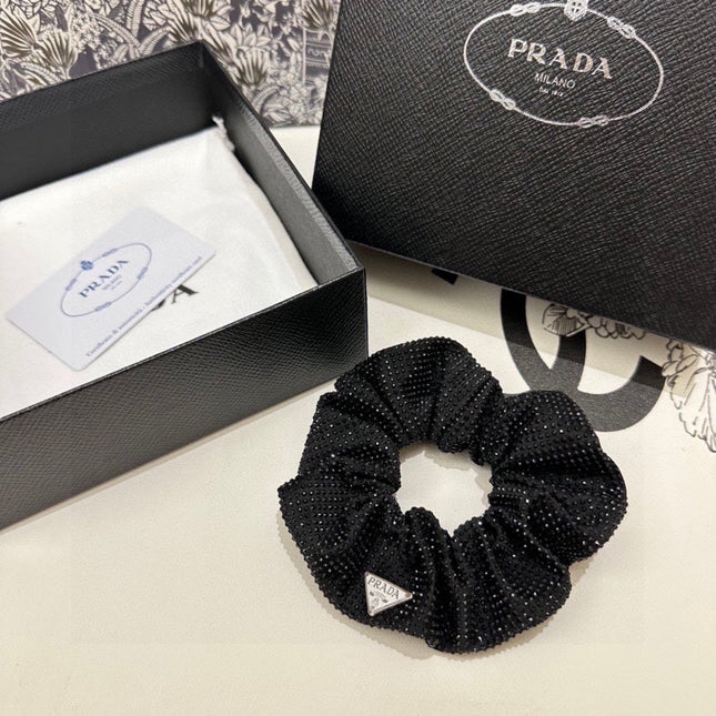 SCRUNCHIE IN BLACK CRYSTALS AND FABRIC 395288