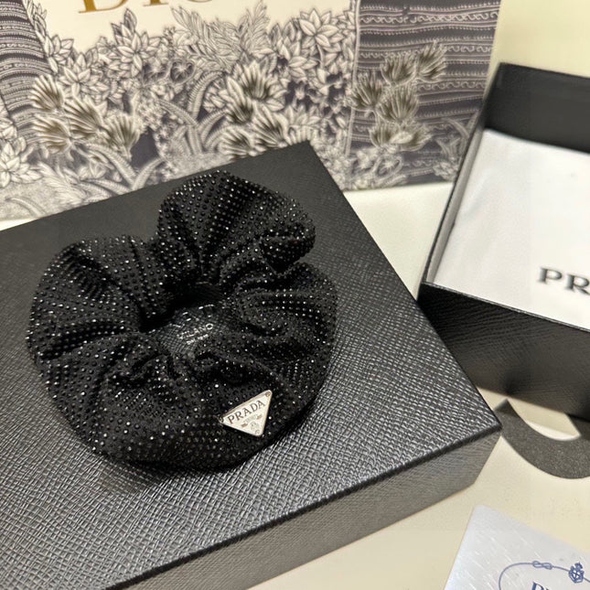 SCRUNCHIE IN BLACK CRYSTALS AND FABRIC 395288