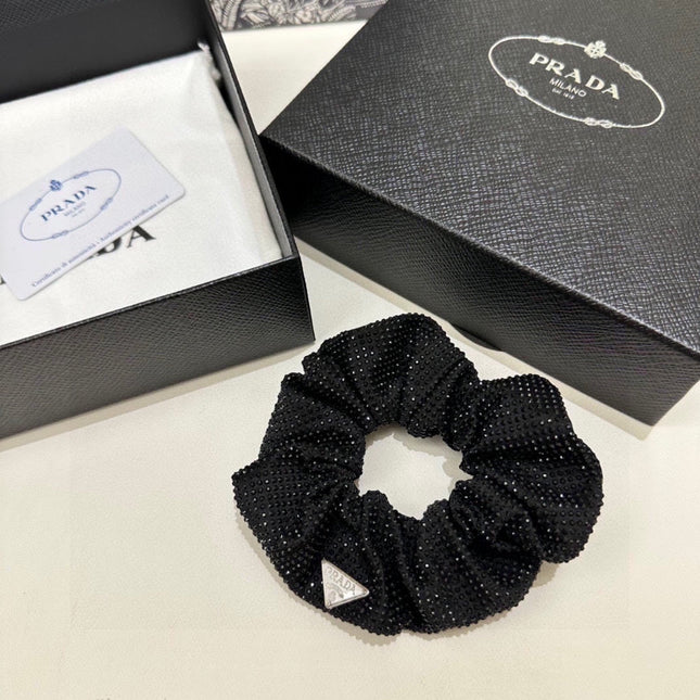 SCRUNCHIE IN BLACK CRYSTALS AND FABRIC 395288