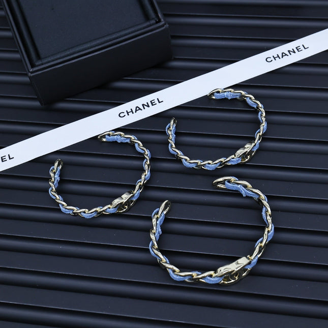 25P IN DENIM-THREADED CHAIN GOLD METAL BRACELET SET