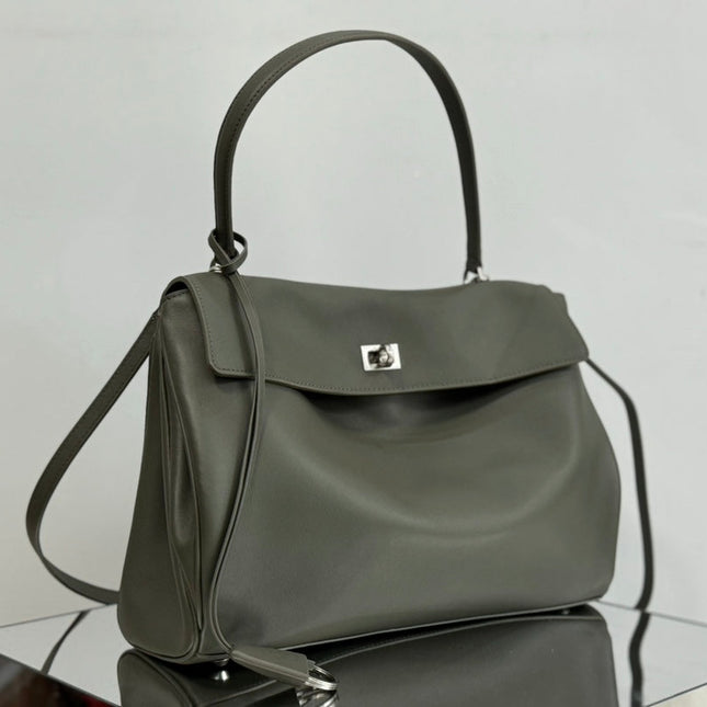 RODEO MEDIUM BAG 35 IN KHAKI GREEN SMOOTH CALFSKIN SILVER HARDWARE