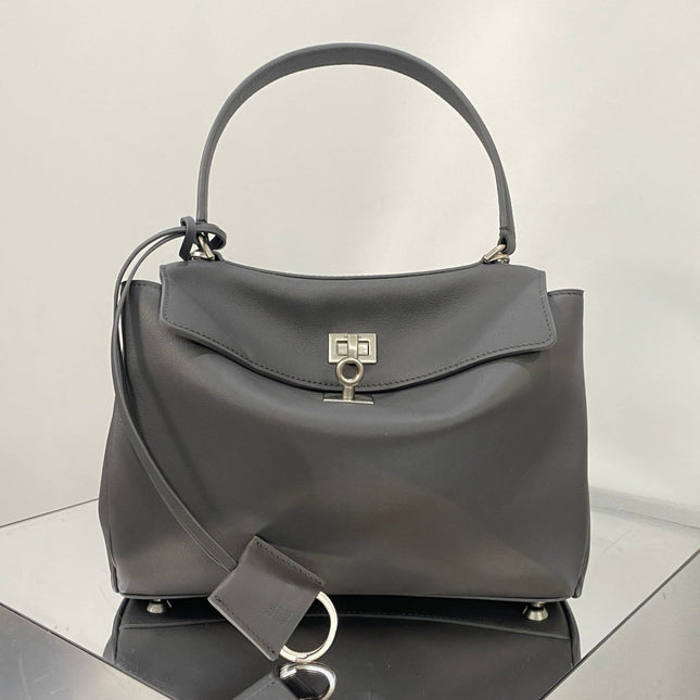RODEO SMALL BAG 29 IN GREY SMOOTH CALFSKIN SILVER HARDWARE