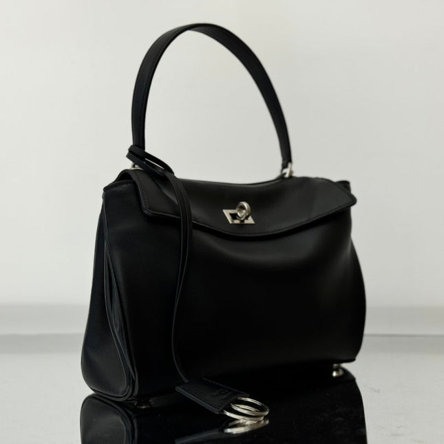 RODEO MINI BAG 22 IN BLACK SMOOTH CALFSKIN SILVER HARDWARE