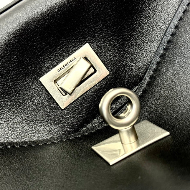 RODEO SMALL BAG 29 IN BLACK SMOOTH CALFSKIN SILVER HARDWARE