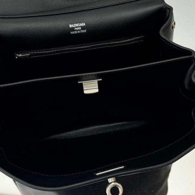 RODEO SMALL BAG 29 IN BLACK SMOOTH CALFSKIN SILVER HARDWARE