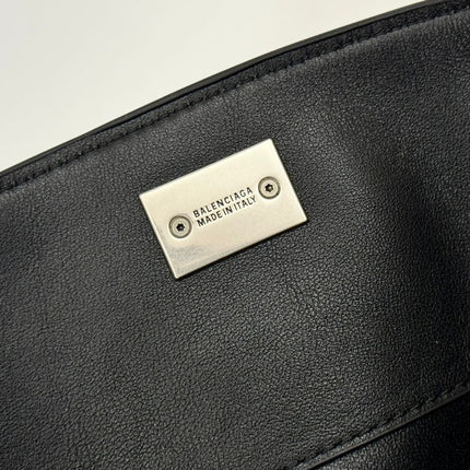 RODEO LARGE BAG 40 IN BLACK SMOOTH CALFSKIN SILVER HARDWARE