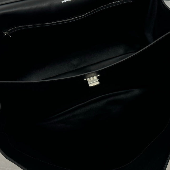 RODEO LARGE BAG 40 IN BLACK SMOOTH CALFSKIN SILVER HARDWARE