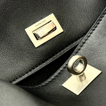 RODEO LARGE BAG 40 IN BLACK SMOOTH CALFSKIN SILVER HARDWARE