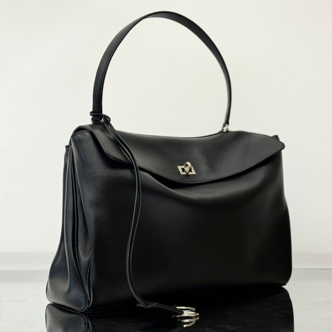 RODEO LARGE BAG 40 IN BLACK SMOOTH CALFSKIN SILVER HARDWARE