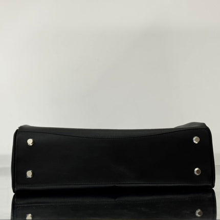 RODEO LARGE BAG 40 IN BLACK SMOOTH CALFSKIN SILVER HARDWARE