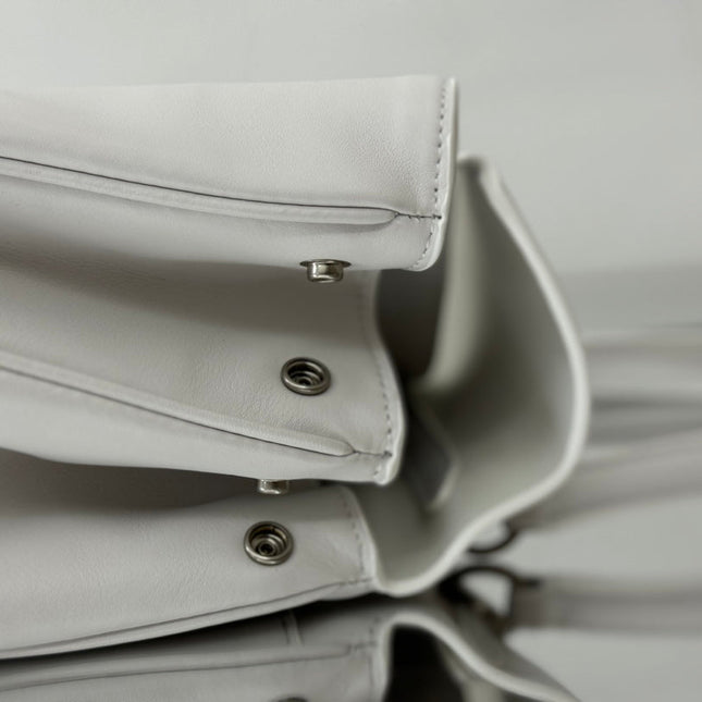 RODEO MEDIUM BAG 35 IN WHITE SMOOTH CALFSKIN SILVER HARDWARE