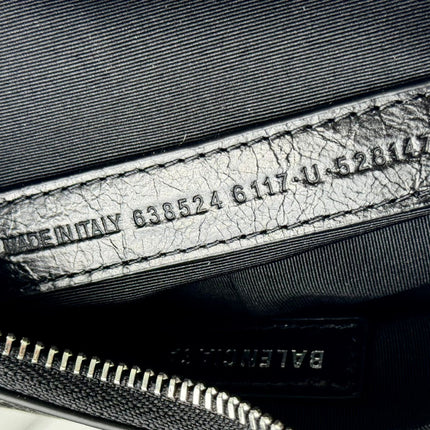 LE CAGOLE SMALL SHOULDER BAG 26 WITH RHINESTONES IN BLACK ARENA LAMBSKIN SILVER HARDWARE