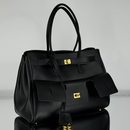 BEL AIR CARRY ALL BAG 29 IN BLACK NAPPA LAMBSKIN GOLD HARDWARE