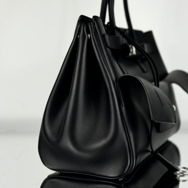 BEL AIR CARRY ALL BAG 37 IN BLACK NAPPA LAMBSKIN SILVER HARDWARE