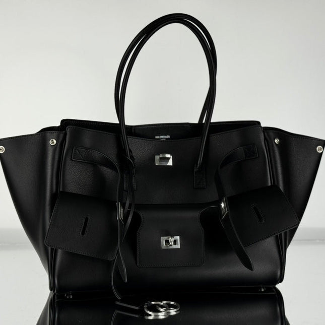 BEL AIR CARRY ALL BAG 37 IN BLACK NAPPA LAMBSKIN SILVER HARDWARE