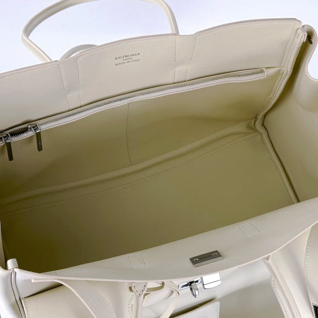 BEL AIR CARRY ALL BAG 29 IN WHITE NAPPA LAMBSKIN SILVER HARDWARE