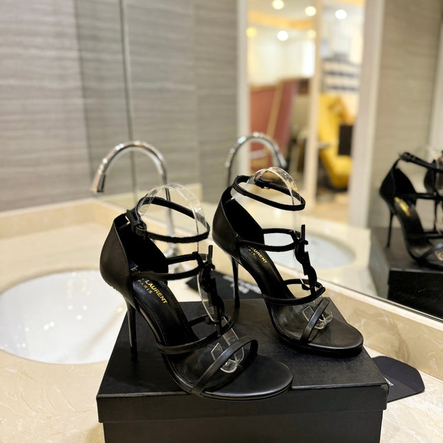 SL CASSANDRA HEELED SANDALS BLACK CALFSKIN