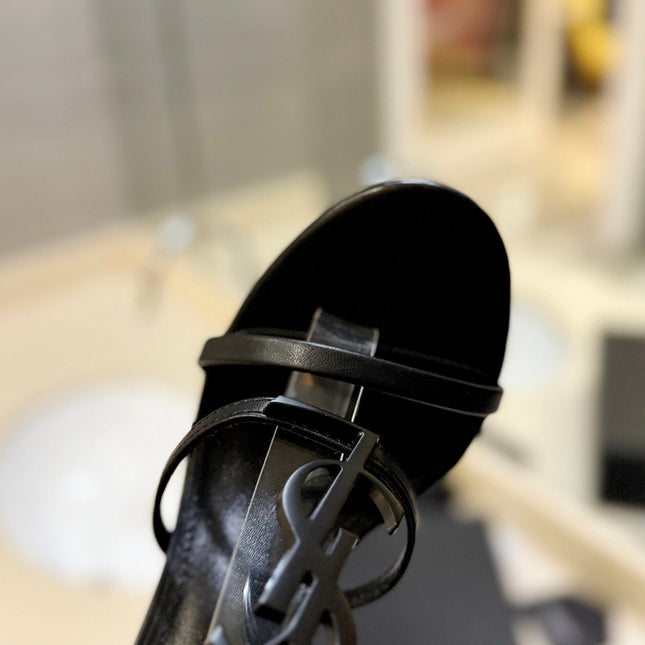 SL CASSANDRA HEELED SANDALS BLACK CALFSKIN