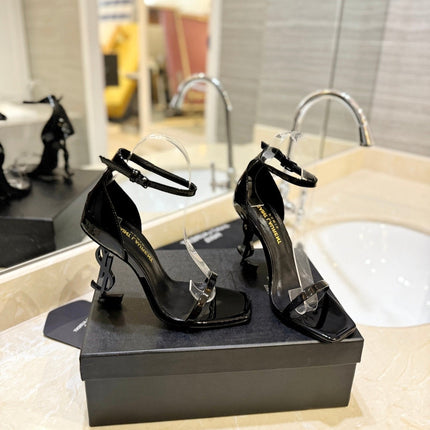 SL OPYUM SANDALS 105 BLACK CALFSKIN