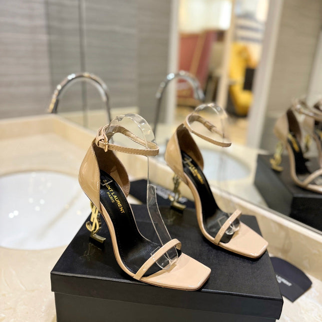 SL OPYUM SANDALS 105 CAMEL AND BLACK CALFSKIN