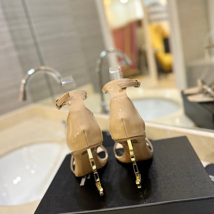 SL OPYUM SANDALS 105 CAMEL AND BLACK CALFSKIN