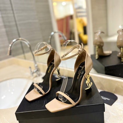 SL OPYUM SANDALS 105 CAMEL AND BLACK CALFSKIN